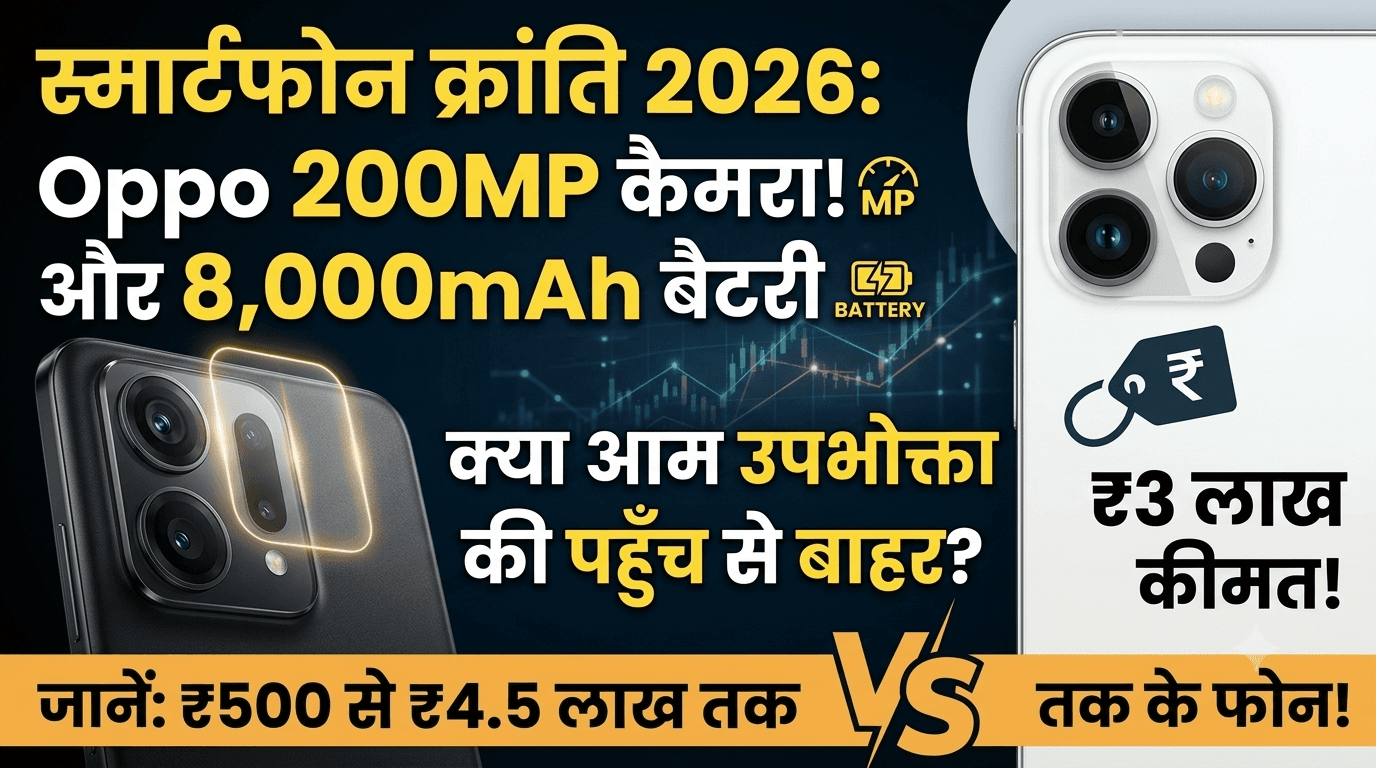 स्मार्टफोन क्रांति 2026: Oppo के 200MP कैमरे और 8,000mAh बैटरी बनाम Apple iPhone Duo की ₹3 लाख की कीमत! क्या आम उपभोक्ता की पहुँच से बाहर हो रहे हैं प्रीमियम फीचर्स?