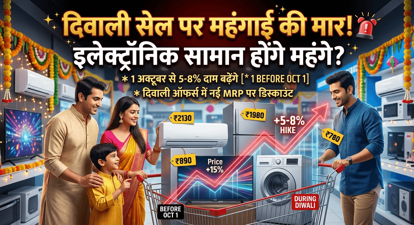 अलर्ट: 1 अक्टूबर से महंगे होंगे AC, टीवी, फ्रिज और वाशिंग मशीन; त्योहारों से पहले खरीदारी का सही समय क्यों है?